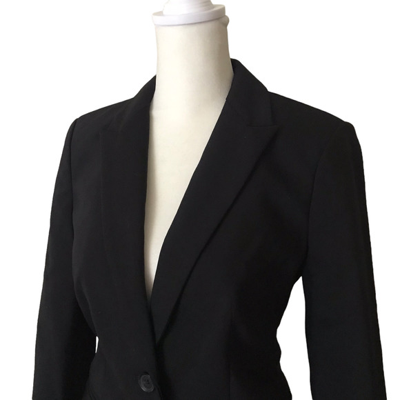 Express Two Button Suit Blazer Black Jacket Size 2 - Picture 2 of 13